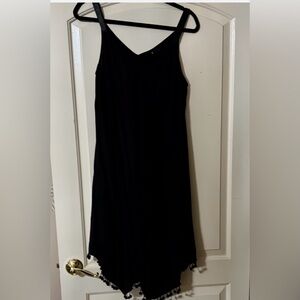 MSK Ruffled Tiered Asymmetrical Sleeveless Tank Sundress Elegant Black XL